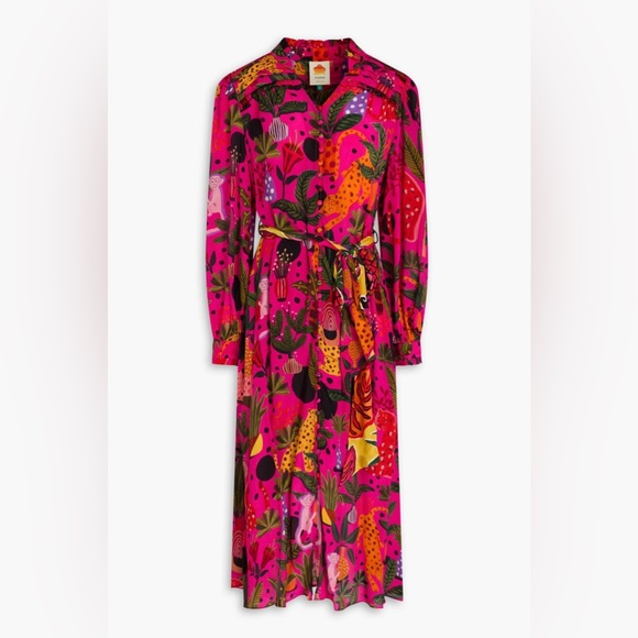FARM Rio Dresses & Skirts - FARM RIO Pop Leopards Long Sleeves Dress Pink Viscose Sz M